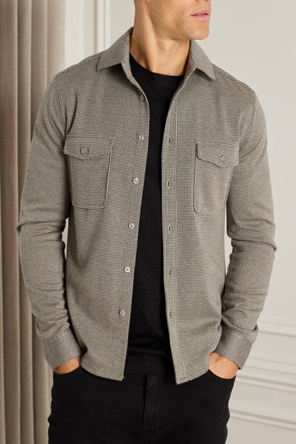 Joseph Dogtooth Overshirt - Black/Brown