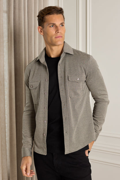 Joseph Dogtooth Overshirt - Black/Brown